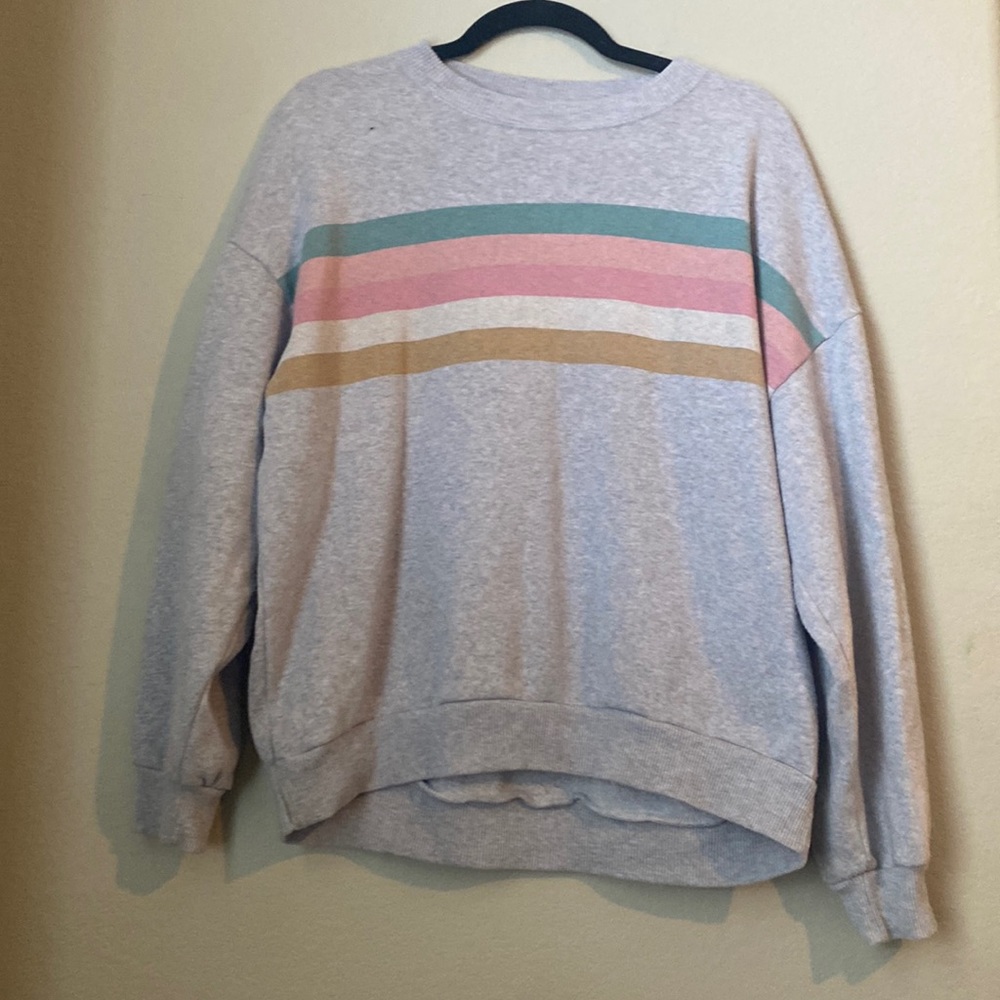 Grey Rainbow strip American Eagle crew neck - Size S